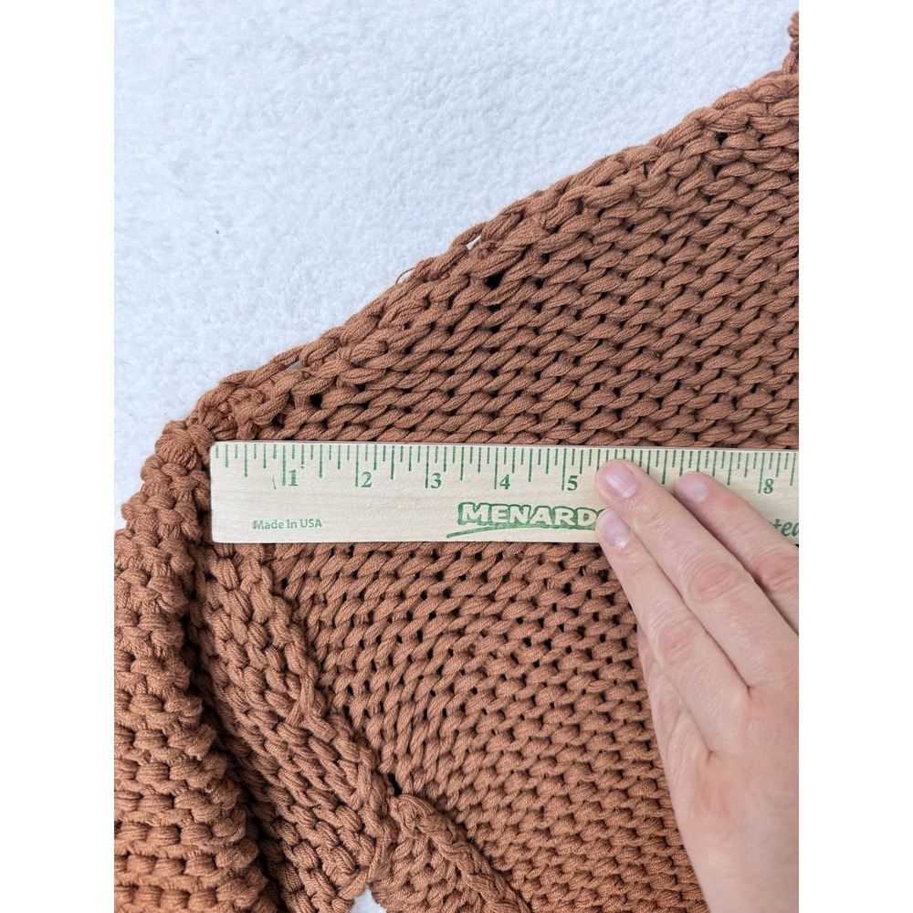 Free People Chunky Knit Mock Neck Sweater‎ Rust Orange Slouchy Boxy Boho M - Picture 15 of 16